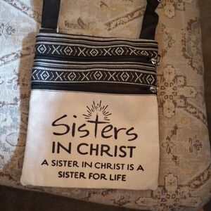 Sisters in Christ Black & Cream Faith Crossbody Bag